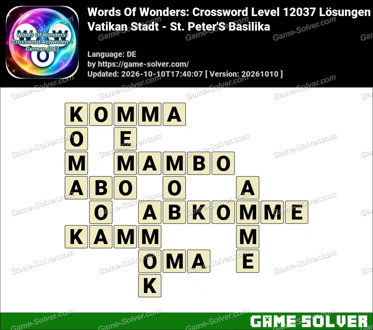 Words Of Wonders: Crossword Level 12037 Lösungen – Vatikan Stadt – St. Peter’S Basilika